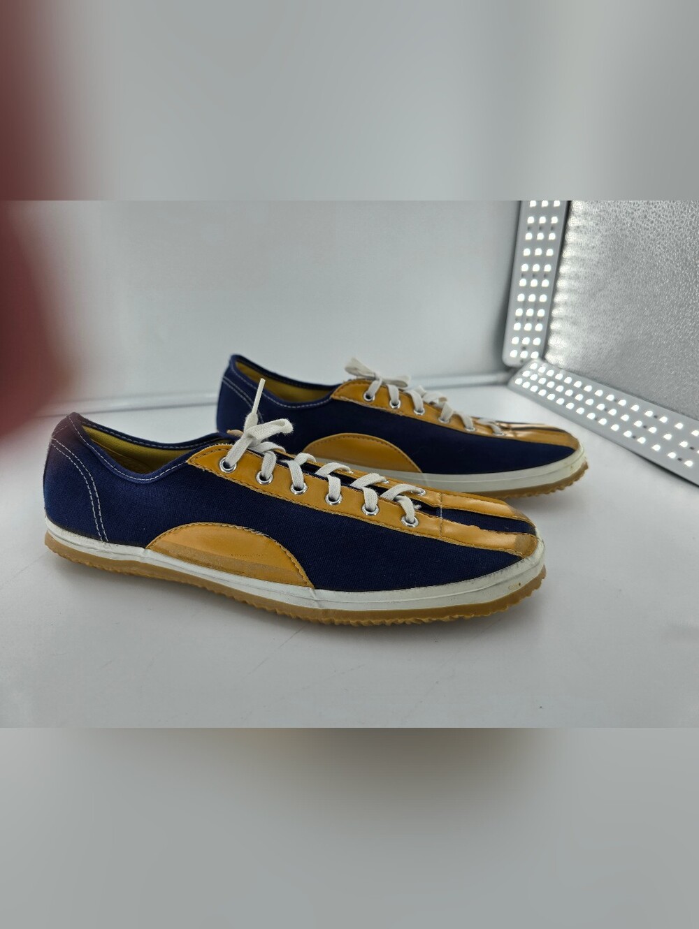 La Crosse Men's Casual Canvas Sneakers in Navy and Yellow
